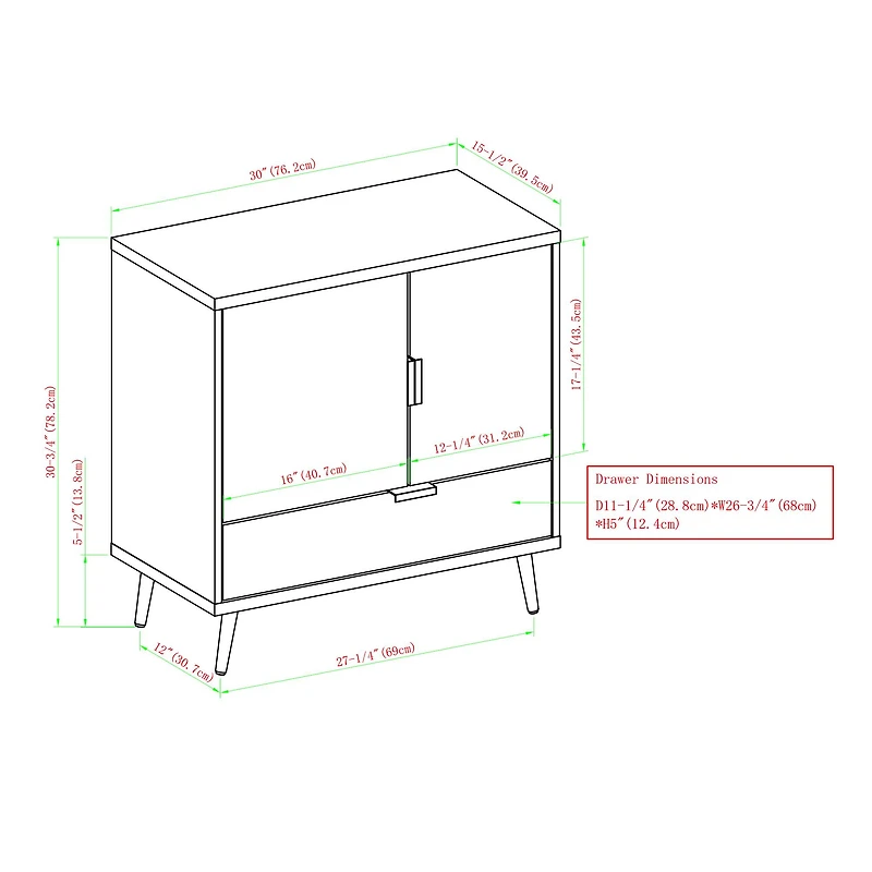 Walker Edison Dark Walnut 2 Door Accent Cabinet
