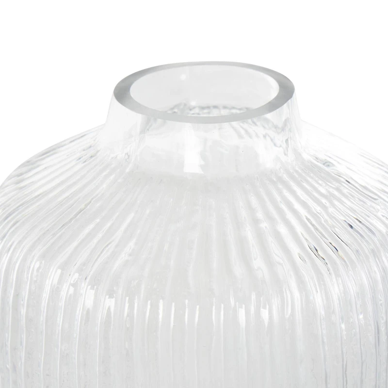 11" Clear Glass Ribbed Fluted Decorative Vase
