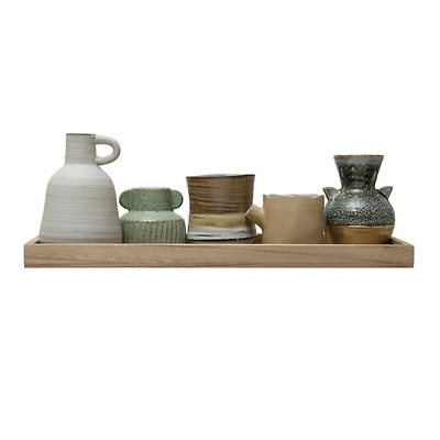 Hello Honey® Multicolor Reactive Glaze Mango Wood Tray With 3 Vases & 2 Planters Set