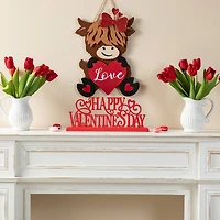 Glitzhome® 16" Wooden & Metal Happy Valentine's Day Table Décor