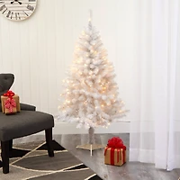 5ft. Pre-Lit White Artificial Christmas Tree, Clear LED Lights