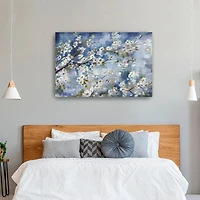 Cherry Blossoms Branch Blue And White Landscape Canvas Giclee