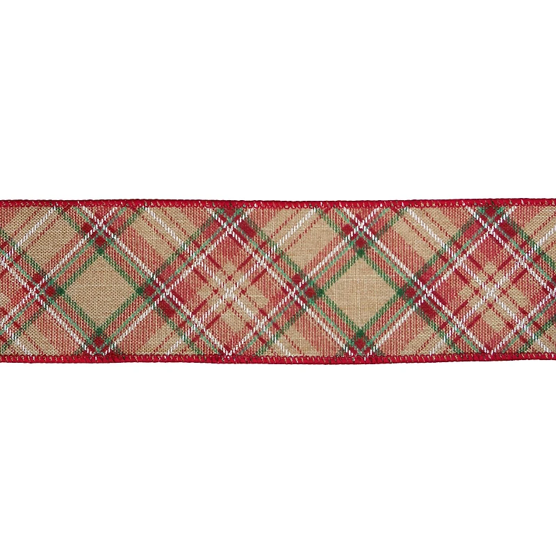 2.5" x 20ft. Plaid Faux Linen Wired Ribbon by Celebrate It®