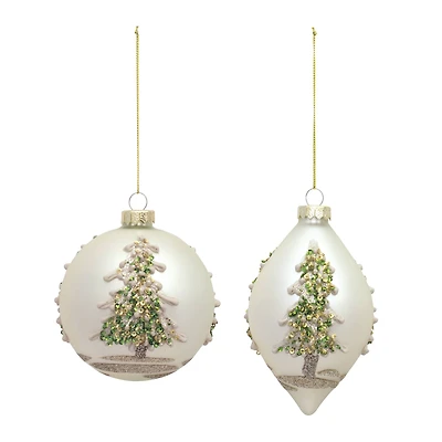 6ct. Christmas Tree Glass Ornaments