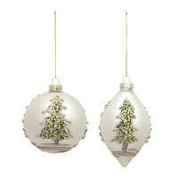 6ct. Christmas Tree Glass Ornaments