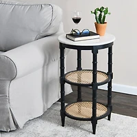 Hello Honey® 28" Round Wood End Table with Marble Top
