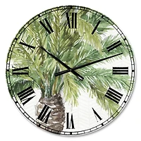 Designart 'Mixed Botanical Greens Palms V Farmhouse Wall Clock