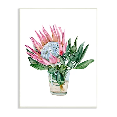 Stupell Industries Blushing Protea Flower Glass Watercolor Flower Still Life Wall Plaque