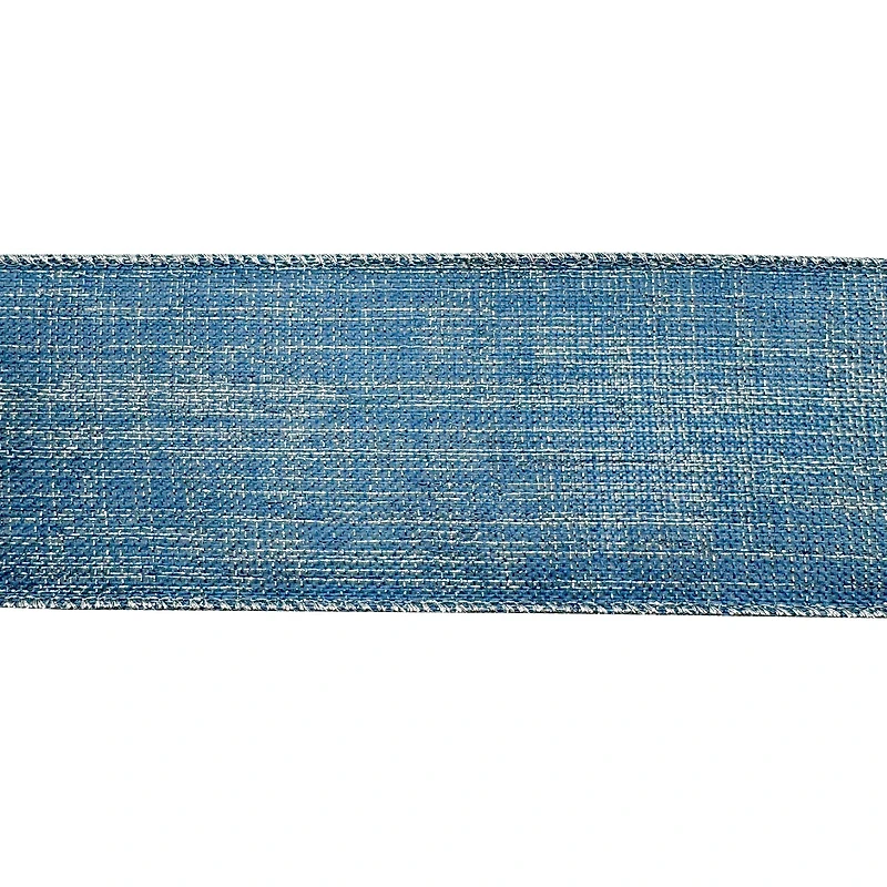 2.5" x 20ft. Light Blue & Silver Wired Faux Linen Ribbon by Celebrate It®