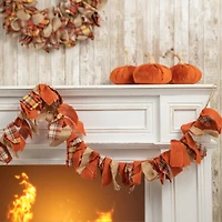 Glitzhome® 6ft. Fall Plaid Fabric Garland