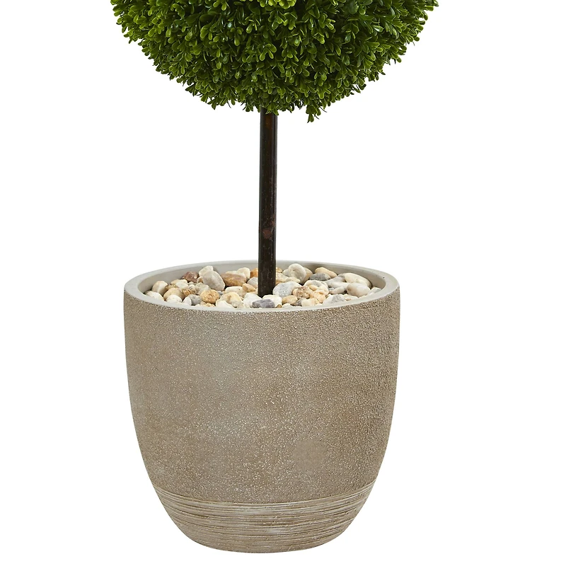 4ft. UV Resistant Boxwood Double Ball Topiary Artificial Tree in Oval Planter