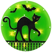 Lighted Black Cat Halloween Window Silhouette