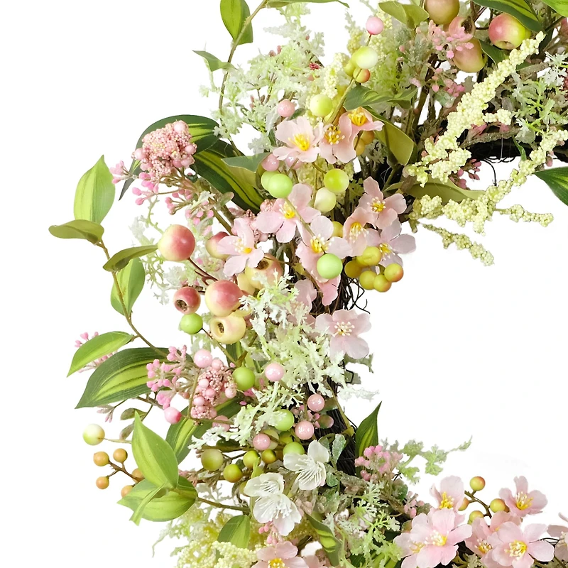 26" Artificial Dogwood Floral Spring Wreath