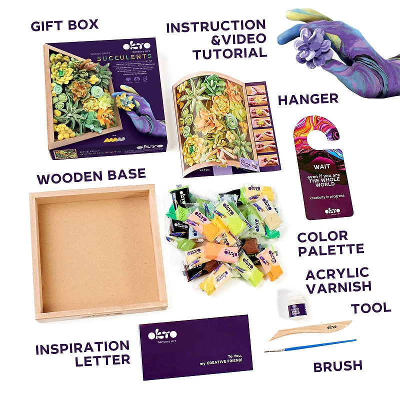 OKTO DIY Wood & Craft Energy Succulents Clay Kit