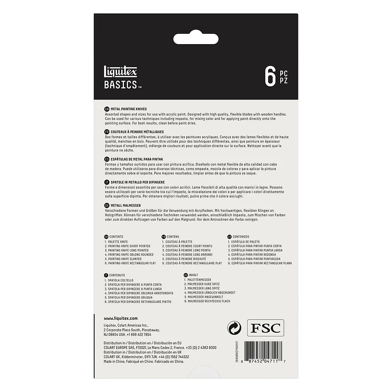 Liquitex® 6 Piece Metal Palette & Painting Knives Set