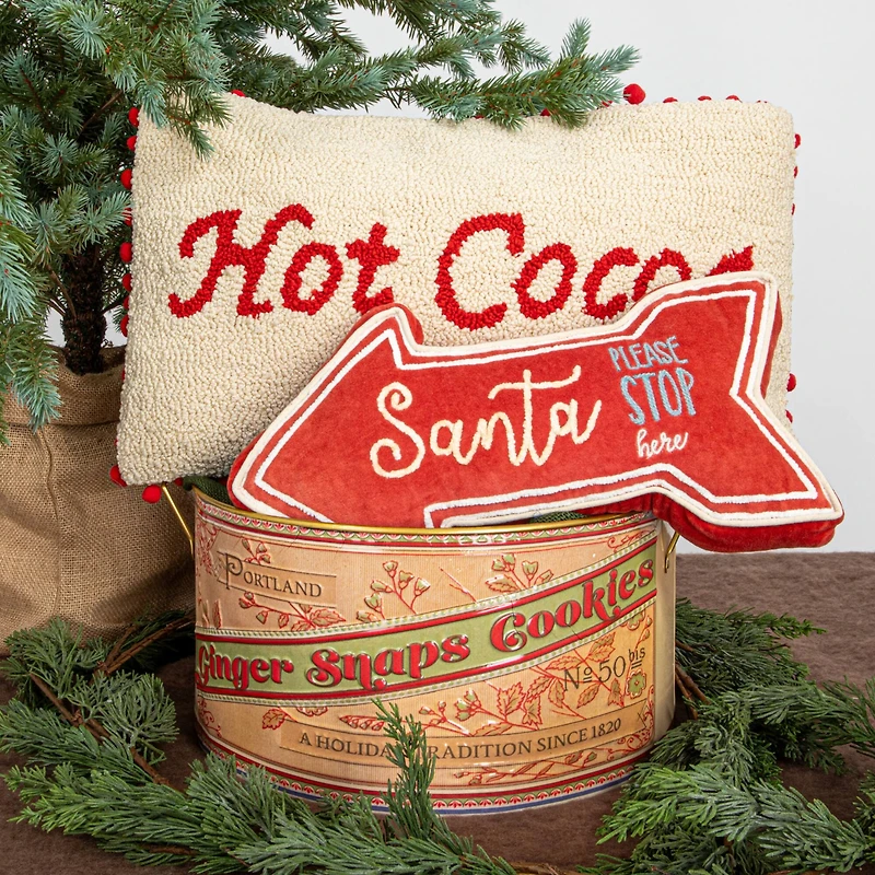 Hello Honey® Santa Please Stop Here Cotton Lumbar Pillow