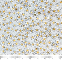SINGER Yellow & Gray Flower on Blue Cotton Fabric