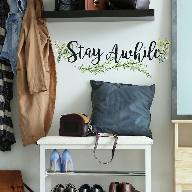RoomMates Stay Awhile Quote Peel & Stick Wall Decals