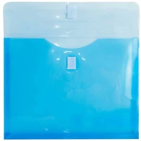 JAM Paper 9.63" x 11.63" Blue Plastic Hook & Loop Closure Booklet Letter Envelopes with Expansion, 120ct.