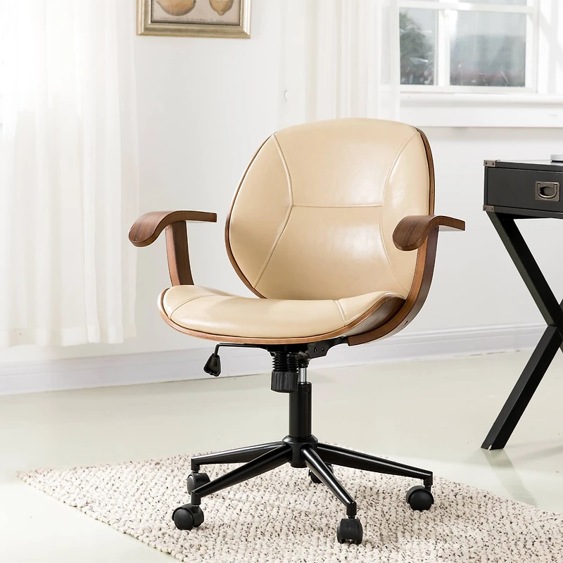 Glitzhome® 38" Leatherette Gaslift Adjustable Swivel Office Chair