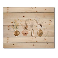 Designart - Bouquets Of Wildflowers In Gold Vases II