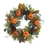 24" Pumpkins, Pinecones & Berries Fall Wreath