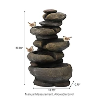 Glitzhome® 23" Natural LED 5-Tier Stacked Stone Outdoor Fountain