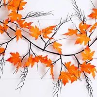 6ft. Pre-Lit Autumn Maple Artificial Fall Garland with 54 Warm White LED Lights