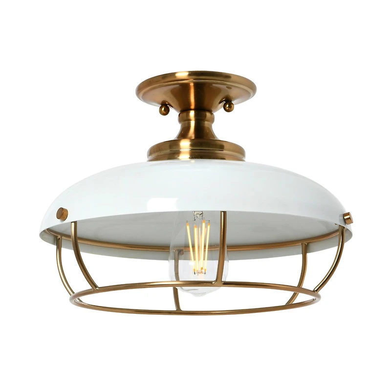 Hello Honey® 13" Wide Caged Dome Metal Semi-Flush Mount Ceiling Light