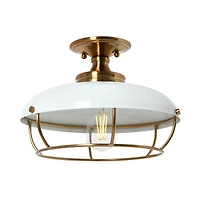 Hello Honey® 13" Wide Caged Dome Metal Semi-Flush Mount Ceiling Light