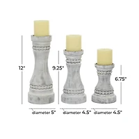 Gray Wood Farmhouse Candle Holder Set