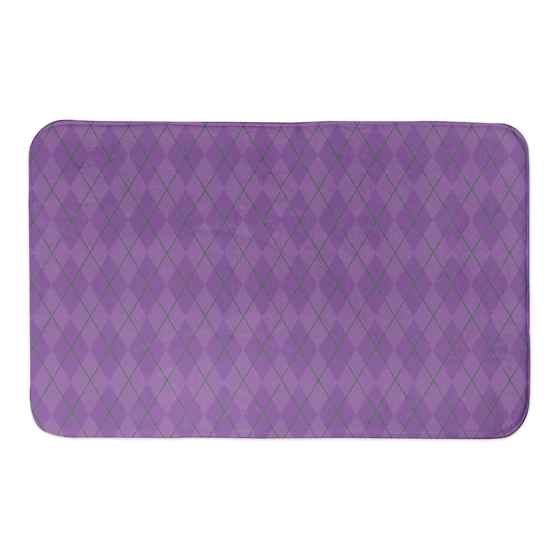 Purple Argyle Mardi Gras Bath Mat