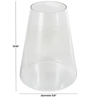 12.5" Clear Wide Cone-Shaped Glass Vase