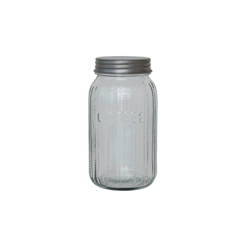 Hello Honey Coffee Embossed Glass Jar with Metal Lid