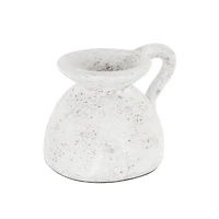 11" Cream Ceramic Textured Pot Vase with Handle
