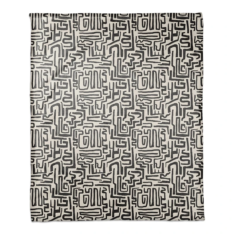 Black Maze Lines 50" x 60" Coral Fleece Blanket