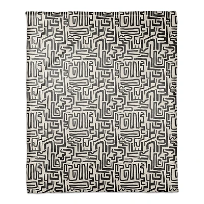 Black Maze Lines 50" x 60" Coral Fleece Blanket