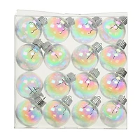 16 Pack 1.5" Clear Iridescent DIY Plastic Ball Ornaments by Make Market®