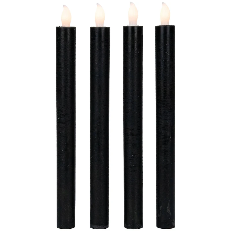 9.5" Solid Black LED Flickering Flameless Halloween Taper Candles, 4ct.