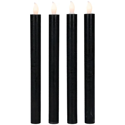 9.5" Solid Black LED Flickering Flameless Halloween Taper Candles, 4ct.