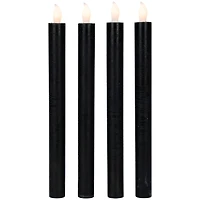 9.5" Solid Black LED Flickering Flameless Halloween Taper Candles, 4ct.
