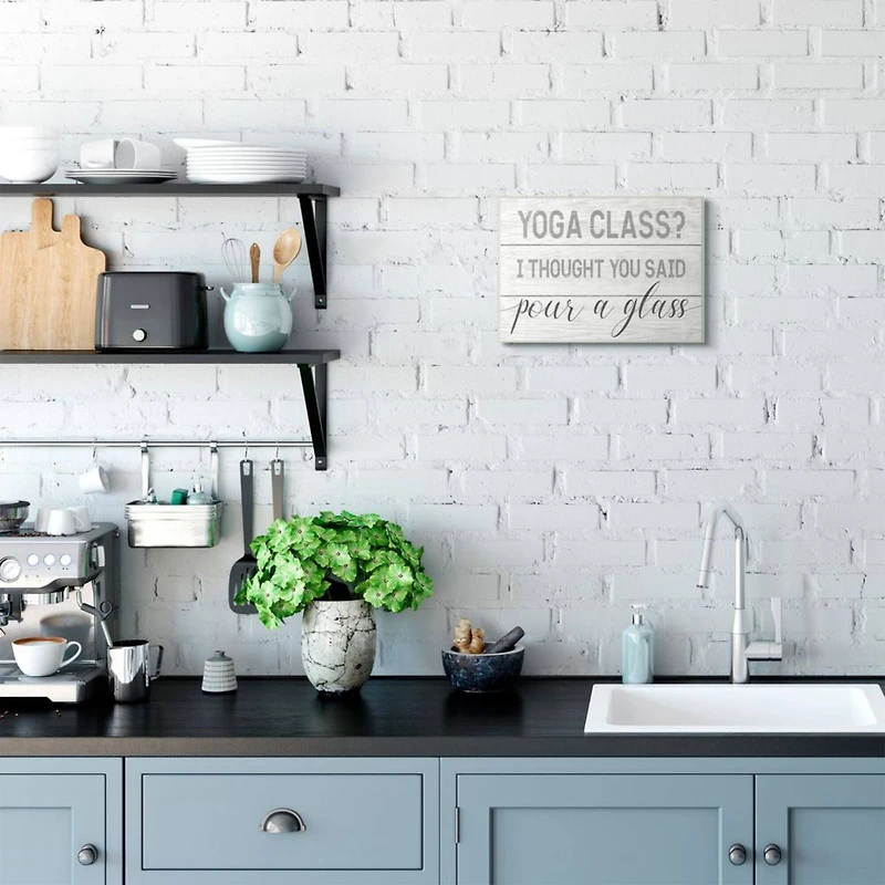 Stupell Industries Yoga Class or Pour A Glass Wall Plaque