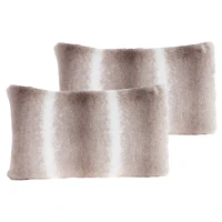 Hastings Home Gray & White Faux Fur Lumbar Pillows, 2ct.