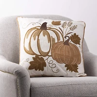 Glitzhome® Cotton Embroidered Pumpkin Pillow Cover