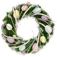 15" Speckled Eggs & Spring Flowers Easter Wreath