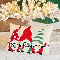 Glitzhome® Hooked Christmas Gnomes Throw Pillow
