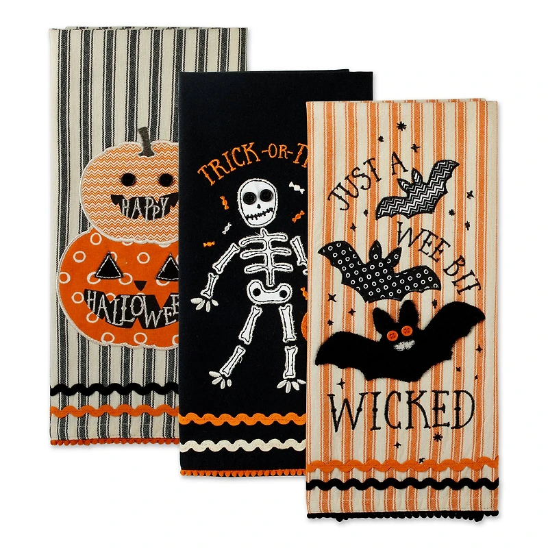 DII® Embellished Halloween Happy Haunting Wicked Treats Dishtowels Set