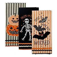 DII® Embellished Halloween Happy Haunting Wicked Treats Dishtowels Set