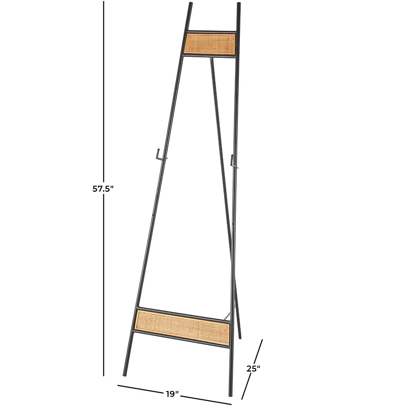 57.5" Black Metal Easel with Wood Accents