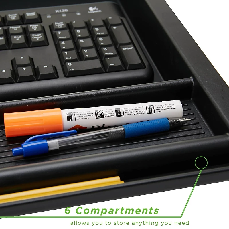 Mind Reader Black Ergonomic Keyboard Under Desk Drawer Tray